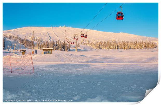 Cable Car Ski Lift, Yllas, Finland Print by Dave Collins