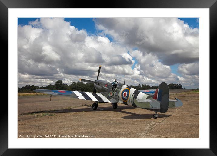 Spitfire with D-Day markings Framed Mounted Print by Allan Bell
