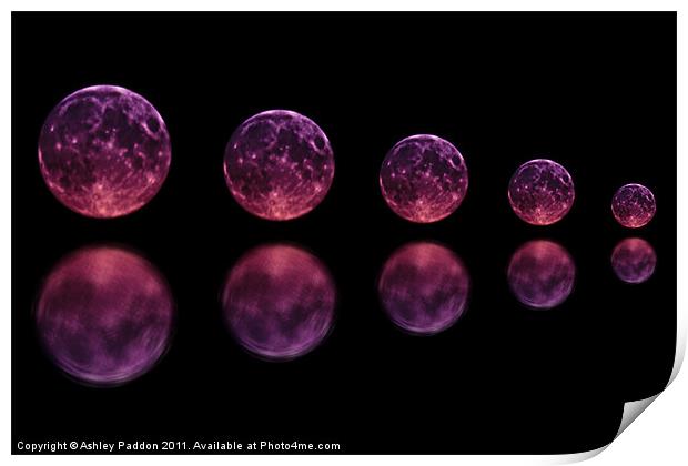 Five reflected moons Print by Ashley Paddon