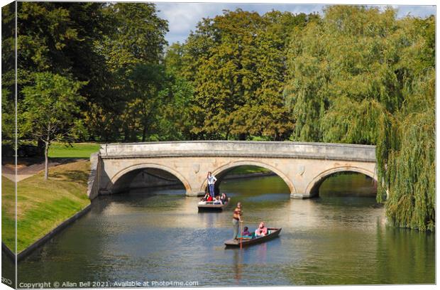 Trinity Bridge and Punts on River Cam Canvas Print by Allan Bell