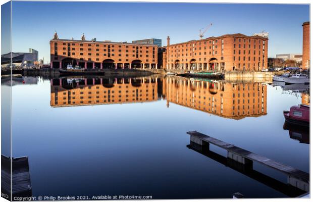 Albert Dock Reflections, Liverpool Canvas Print by Philip Brookes