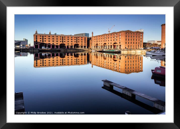 Albert Dock Reflections, Liverpool Framed Mounted Print by Philip Brookes