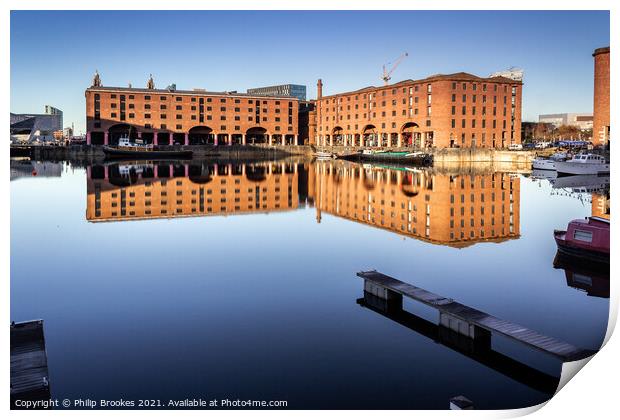 Albert Dock Reflections, Liverpool Print by Philip Brookes