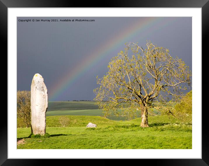 Rainbow at Avebury Framed Mounted Print by Ian Murray