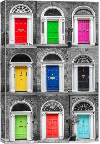 Dublin, Ireland. Collection of georgian doors Canvas Print by Delphimages Art