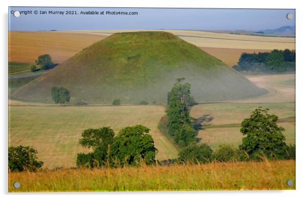 Silbury Hill prehistoric  structure In Europe, near Avebury, Wiltshire, England Acrylic by Ian Murray