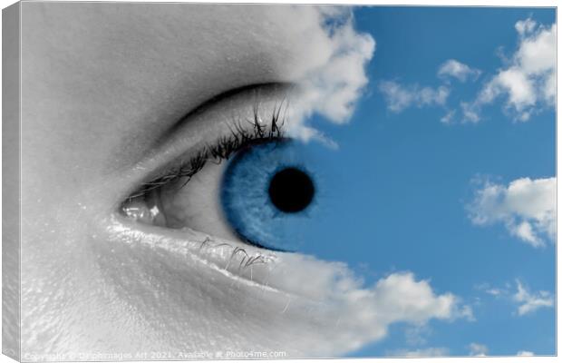 Sky in the eye, surreal photocollage Canvas Print by Delphimages Art