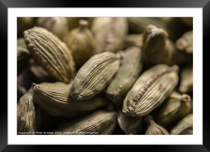 Closeup of Cardamom pods Framed Mounted Print by Philip Brookes
