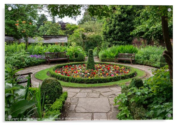Flower garden, Calderstones Park, Liverpool Acrylic by Philip Brookes