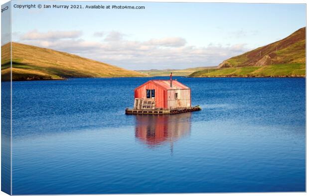 Fisherman's shed on small island, Olna Firth, Voe, Canvas Print by Ian Murray