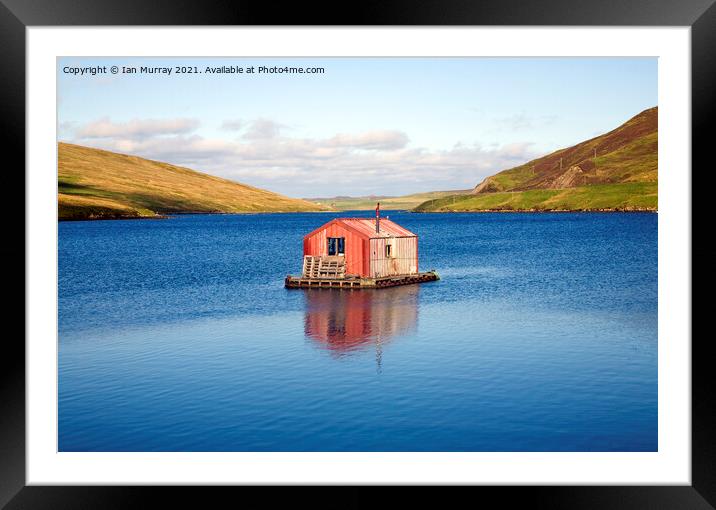 Fisherman's shed on small island, Olna Firth, Voe, Framed Mounted Print by Ian Murray