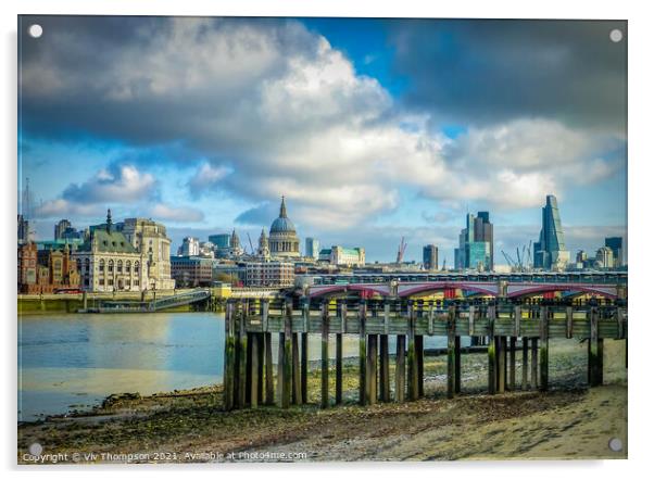 London's Riverside Majesty Acrylic by Viv Thompson