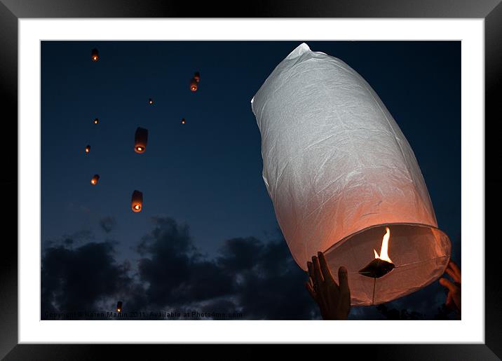 Letting Go - Paper Lanterns Framed Mounted Print by Karen Martin
