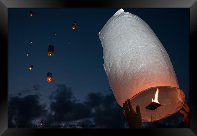 Letting Go - Paper Lanterns Framed Print by Karen Martin