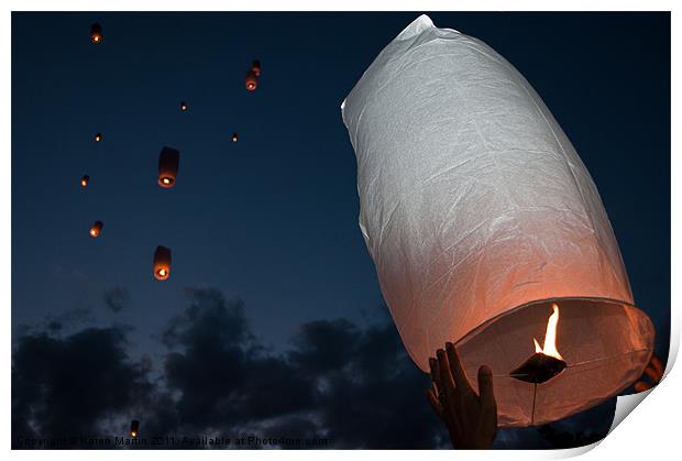 Letting Go - Paper Lanterns Print by Karen Martin