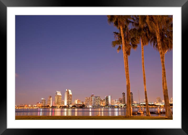 San Diego Skyline Framed Mounted Print by peter schickert