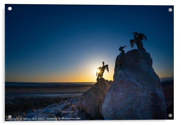 3 Birds at Sunset  Acrylic by Jonny Gios