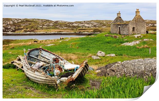 Abandoned by Loch Sgioport on South Uist Scotland Print by Pearl Bucknall