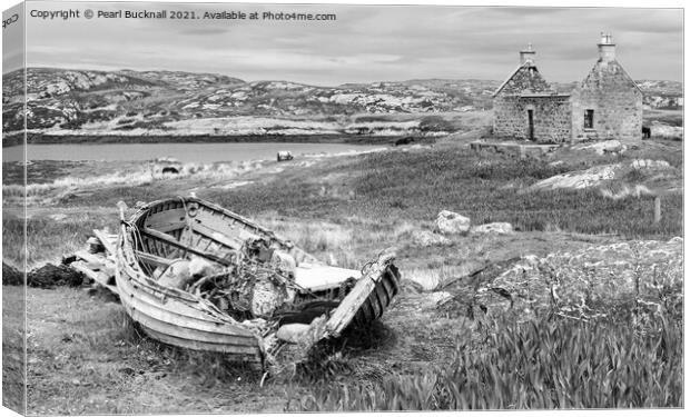 Abandoned on South Uist Scotland Black and White Canvas Print by Pearl Bucknall