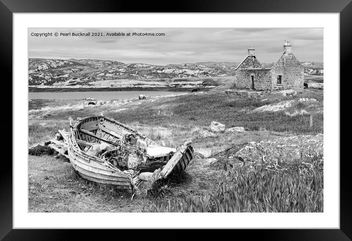 Abandoned on South Uist Scotland Black and White Framed Mounted Print by Pearl Bucknall
