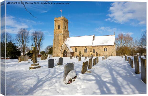 Shottisham village parish church in snow Canvas Print by Ian Murray