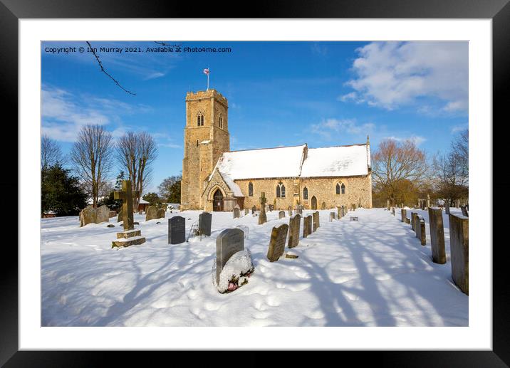 Shottisham village parish church in snow Framed Mounted Print by Ian Murray