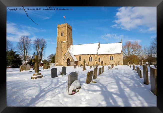 Shottisham village parish church in snow Framed Print by Ian Murray
