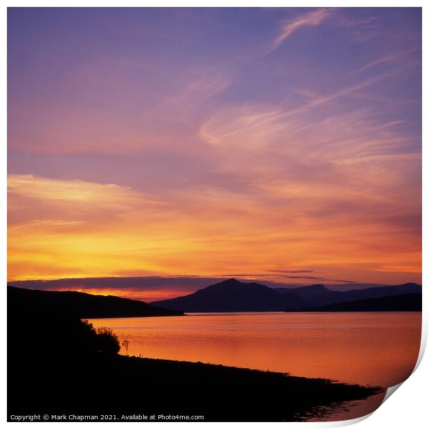 Sunset, Ard Dorch, Isle of Skye, Scotland Print by Photimageon UK