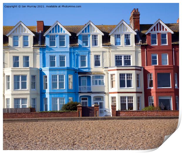 Seaside buildings along the front, Aldeburgh, Suffolk, England Print by Ian Murray