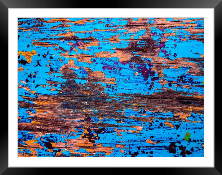 Blue brown abstract painting art & blotchy pattern Framed Mounted Print by Hanif Setiawan