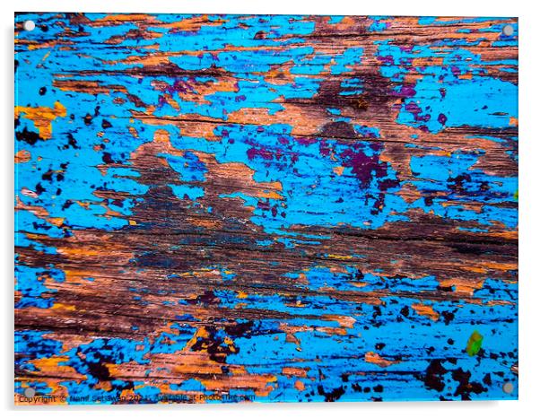 Blue brown abstract painting art & blotchy pattern Acrylic by Hanif Setiawan