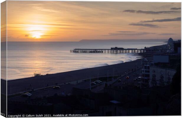 Sunsetting by Hastings Pier Canvas Print by Callum Sulsh