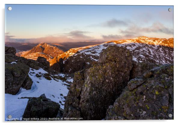 Great Gable & Scafell Pike Acrylic by Nigel Wilkins