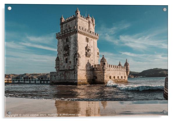 View at the Belem tower at the bank of Tejo River  Acrylic by nuno valadas