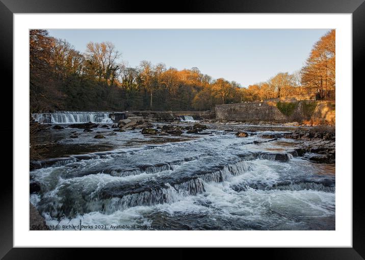 Waterfall on the River Swale - Richmond North York Framed Mounted Print by Richard Perks