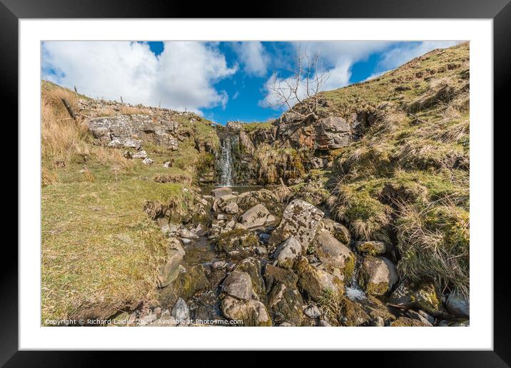 Moorland Beck and Waterfall in Spring Sunshine (2) Framed Mounted Print by Richard Laidler