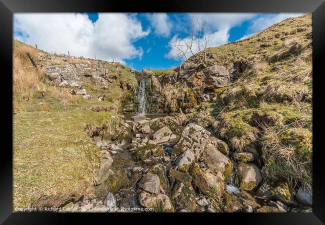 Moorland Beck and Waterfall in Spring Sunshine (2) Framed Print by Richard Laidler