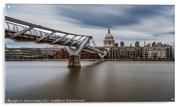 St. Paul's and the Millennium Bridge Acrylic by Adrian Rowley