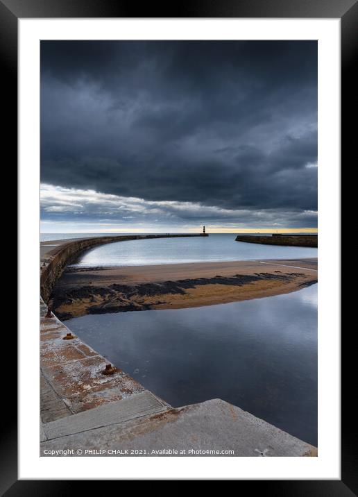 Seaham harbour county Durham north east coast sunrise  484  Framed Mounted Print by PHILIP CHALK
