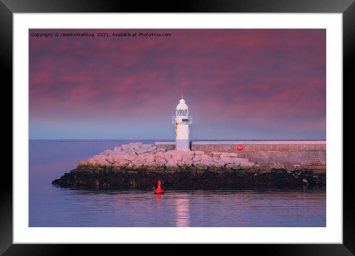Brixham Breakwater Lighthouse At Sunrise Framed Mounted Print by rawshutterbug 