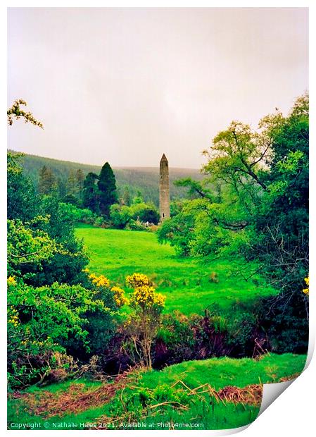 Round Tower, Glendalough Ireland Print by Nathalie Hales