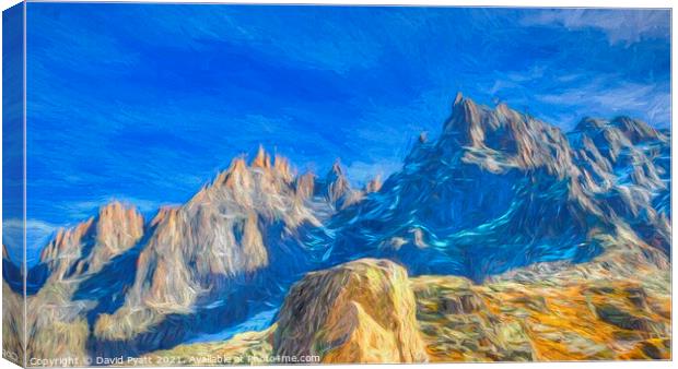  Chamonix Alps Panorama Art Canvas Print by David Pyatt