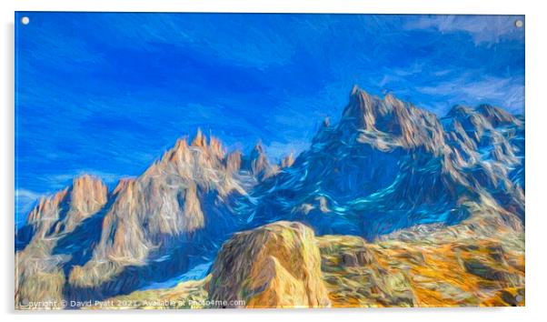  Chamonix Alps Panorama Art Acrylic by David Pyatt