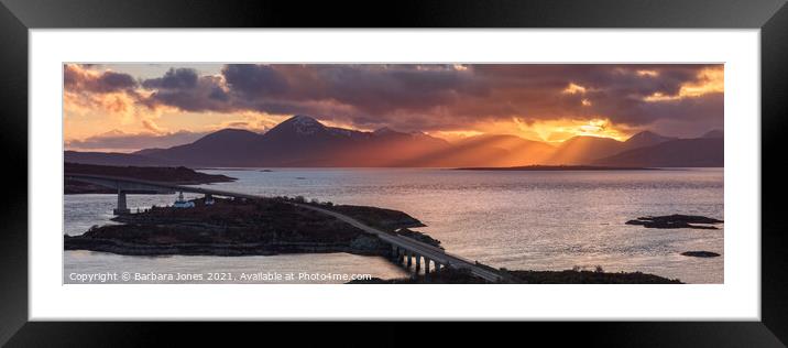 Majestic Sunset over the Skye Bridge and Cuillins Framed Mounted Print by Barbara Jones