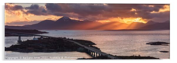 Majestic Sunset over the Skye Bridge and Cuillins Acrylic by Barbara Jones