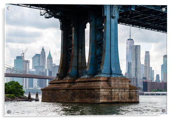 Manhattan Bridge in New York City.  Acrylic by Juan Jimenez