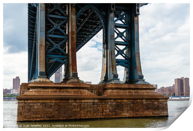 Detail of Pillar of Manhattan Bridge in New York City.  Print by Juan Jimenez