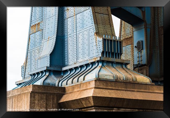Detail of Pillar of Manhattan Bridge in New York City. Steel Abu Framed Print by Juan Jimenez
