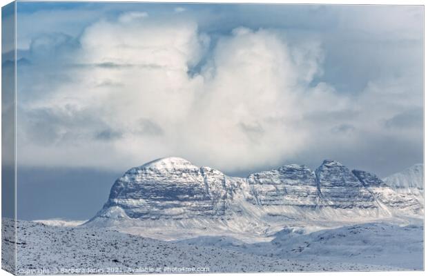 Menacing Winter Cloud Over Suilven Canvas Print by Barbara Jones