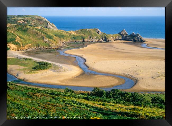 Three Cliffs Bay beach, The Gower, Wales Framed Print by Photimageon UK